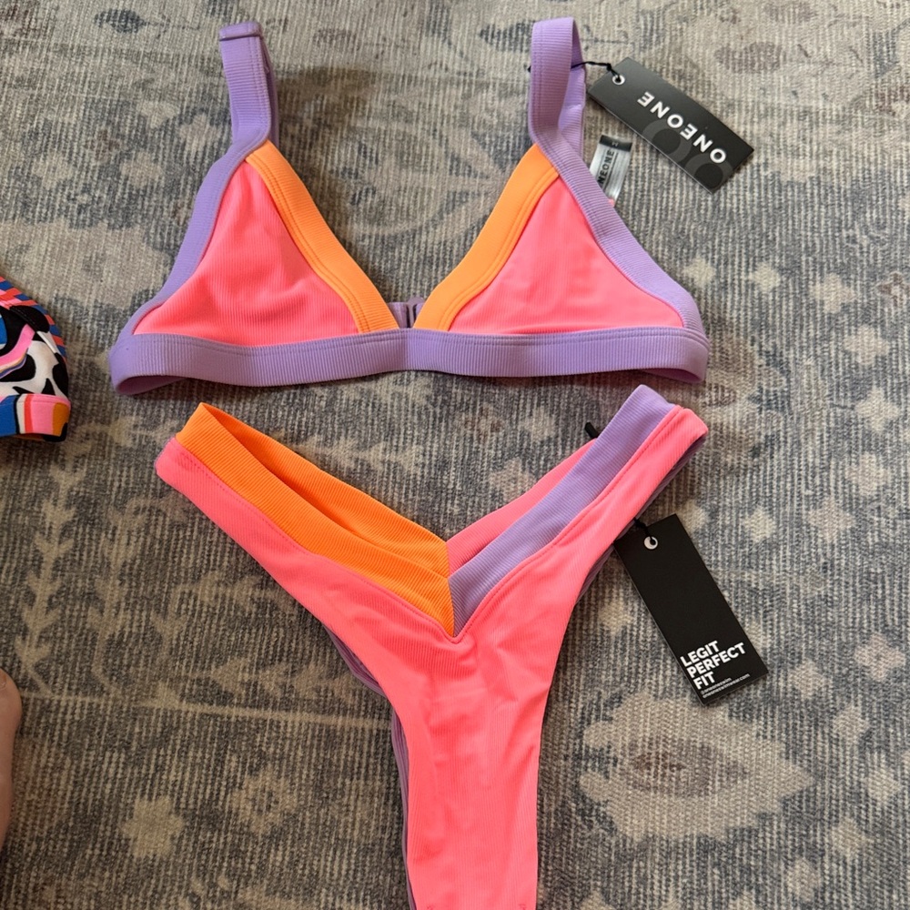 ONeone Bright Colorblock Bikini - Pink, Orange & Lavender